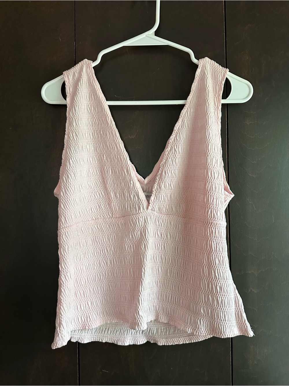 Urban Outfitters Light Pink V-Neck Smocked Tank